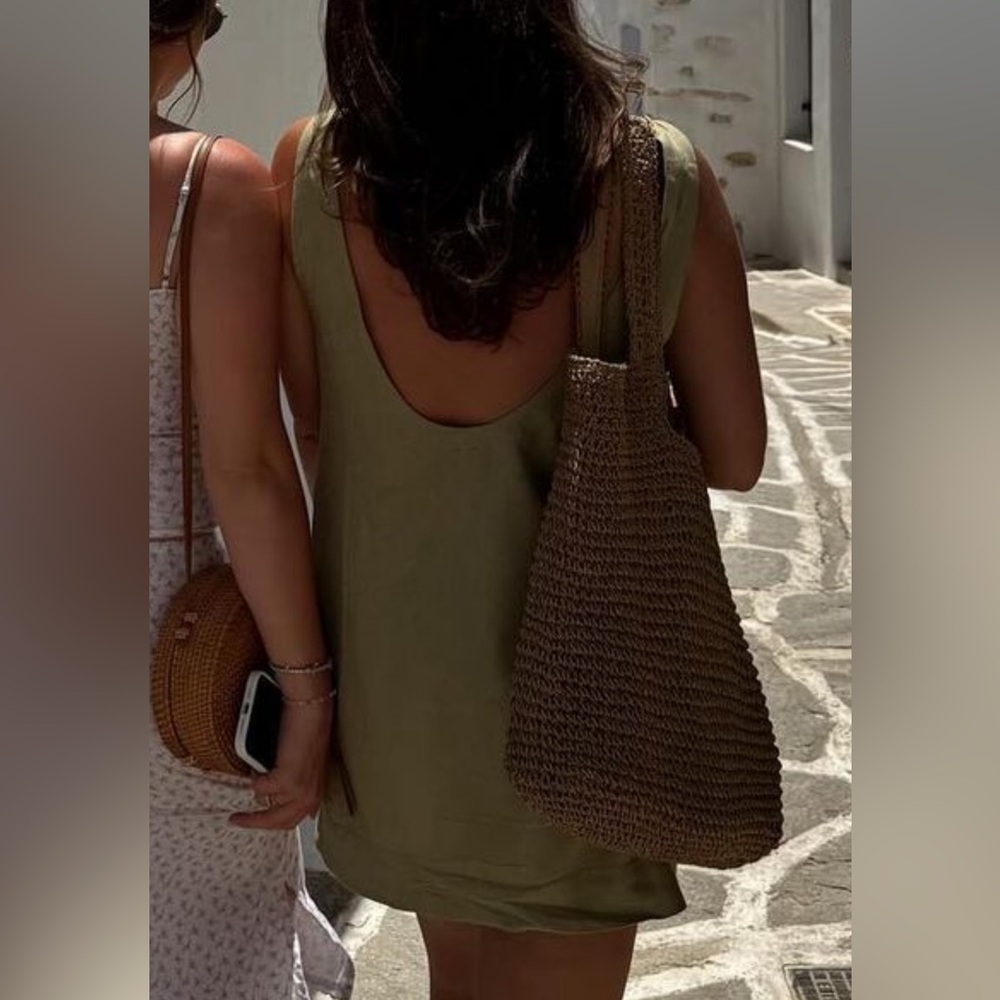 Linen free people dress with pockets. Color is artichoke